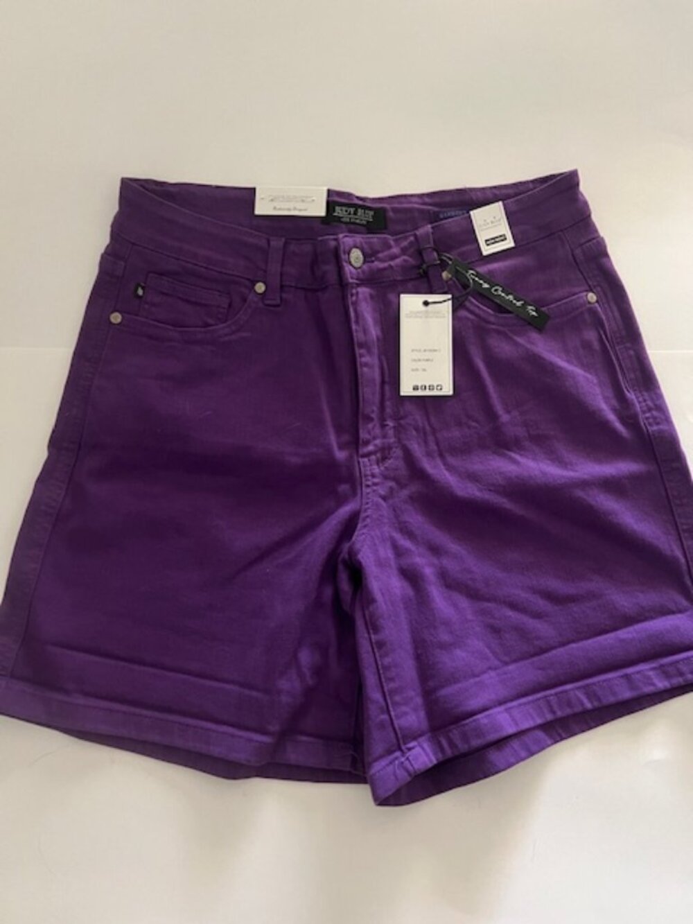Judy Blue Purple High Rise Tummy Control Denim Shorts,1XL NWT